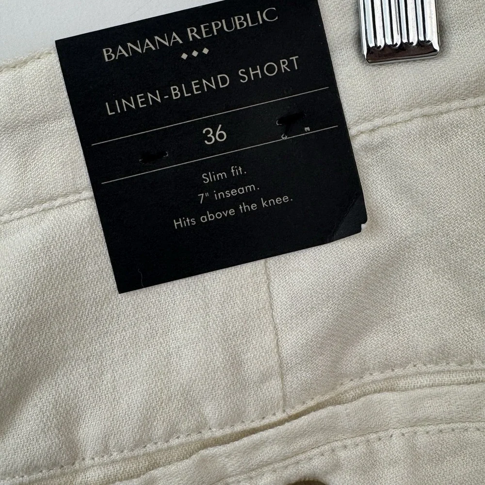 Banana Republic Shorts Mens 36 White Linen Blend Camp Resort Travel Vacation NEW
